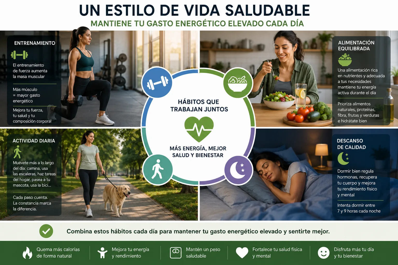 stile di vita sano che combina allenamento, alimentazione, riposo e attività quotidiana