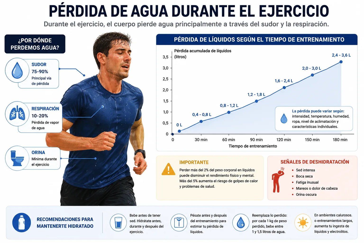 pérdida de agua durante el ejercicio