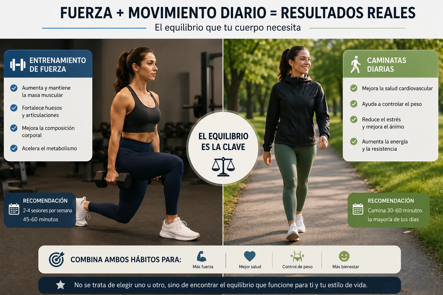 person combining strength training with daily walks