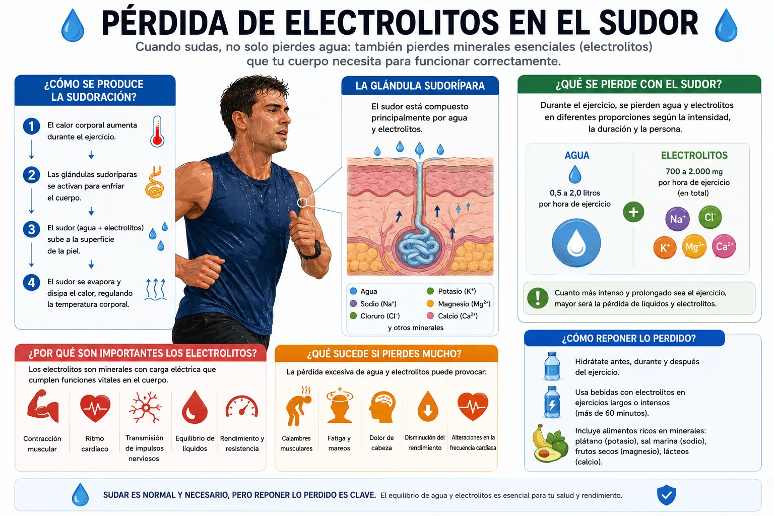 pérdida de electrolitos en el sudor