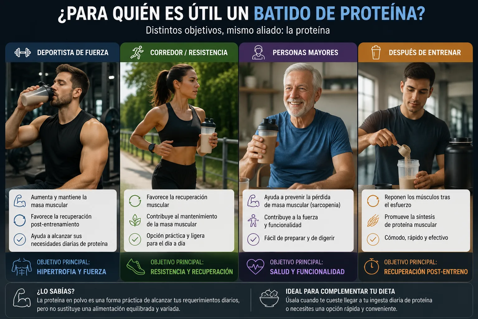 différents profils de personnes utilisant un shake protéiné
