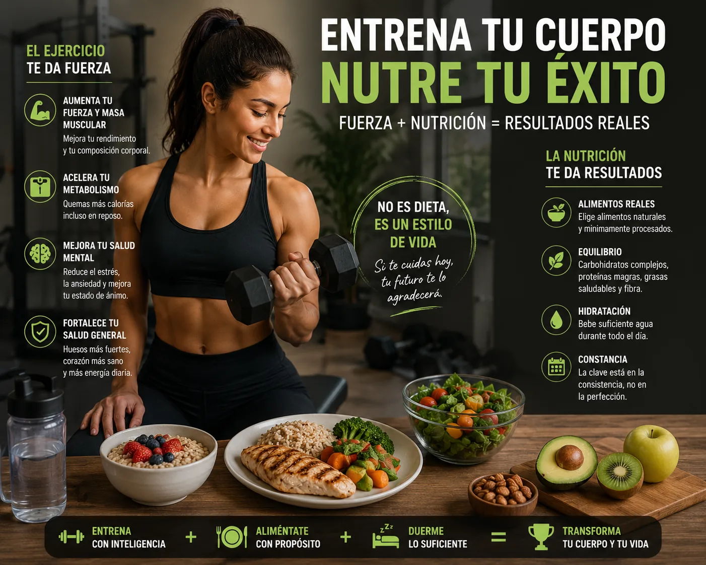 pessoa treinando força seguindo uma dieta balanceada