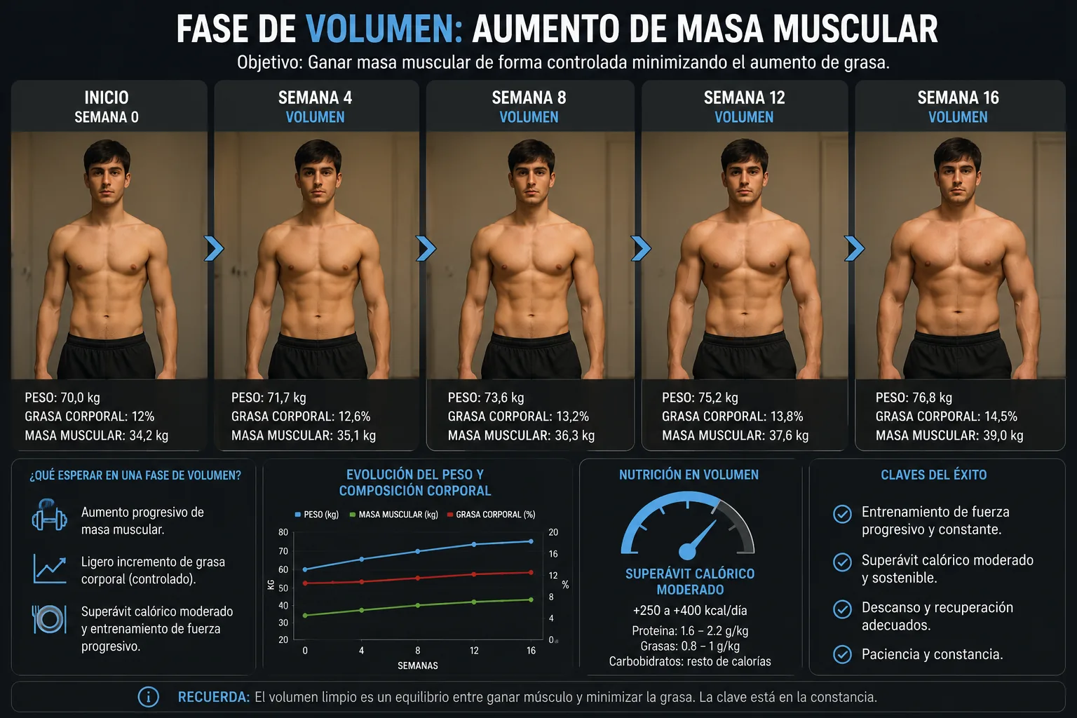personne en phase de masse augmentant sa masse musculaire avec une légère augmentation de la graisse