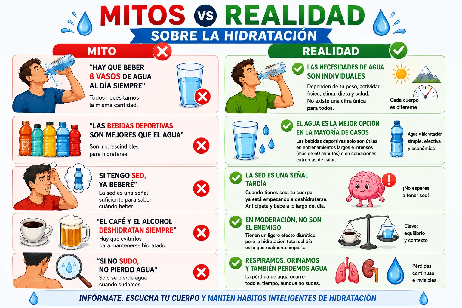 mitos vs realidad de la hidratación