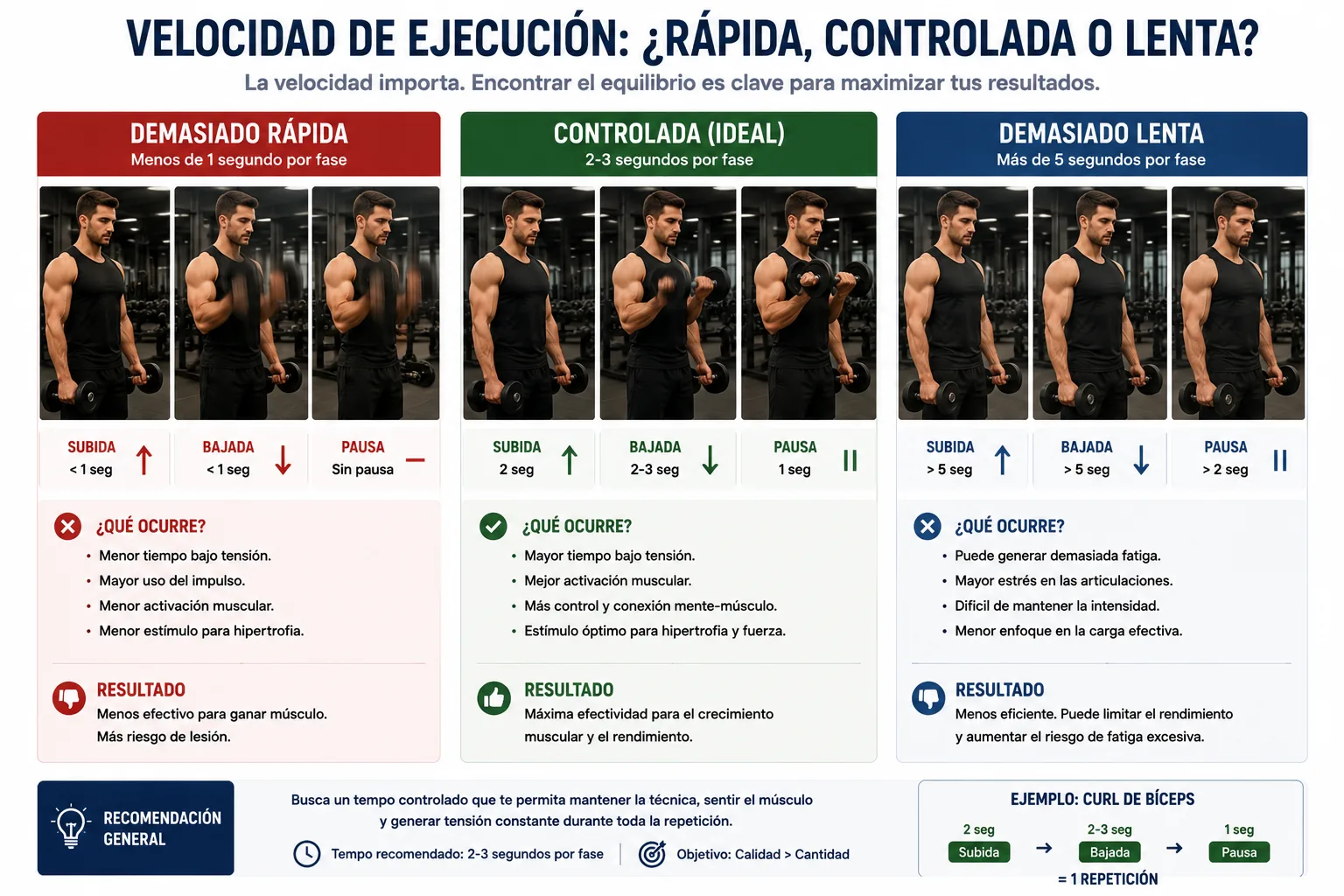 Comparaison entre répétition trop rapide, contrôlée et trop lente